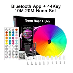 Versatile LED Neon Strip Light Kit with Bluetooth APP & Remote Control - Multi - Length Options, Music Sync, Waterproof Design (EU Plug)