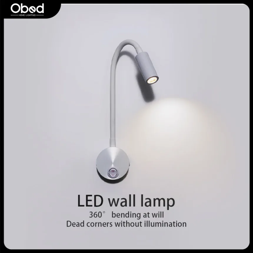 LED Reading Light 3W Black and White Chrome Bronze Gooseneck with Switch Wall Light Bedroom Bedside Study Home Lighting Fixtures