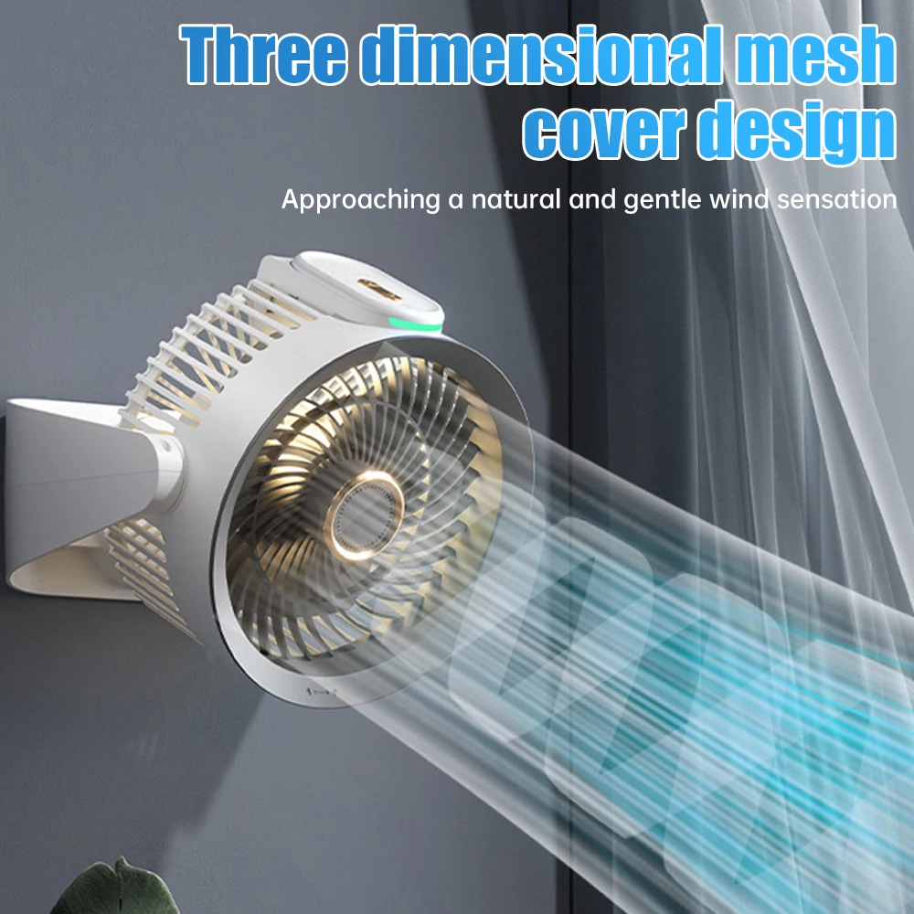 Description Picture 5 of itemUSB Mini Portable Fan for Camping, 4 Speeds Quiet Desk Table Personal Fans, 360 Adjustment Standing Electric Fan for Home Room