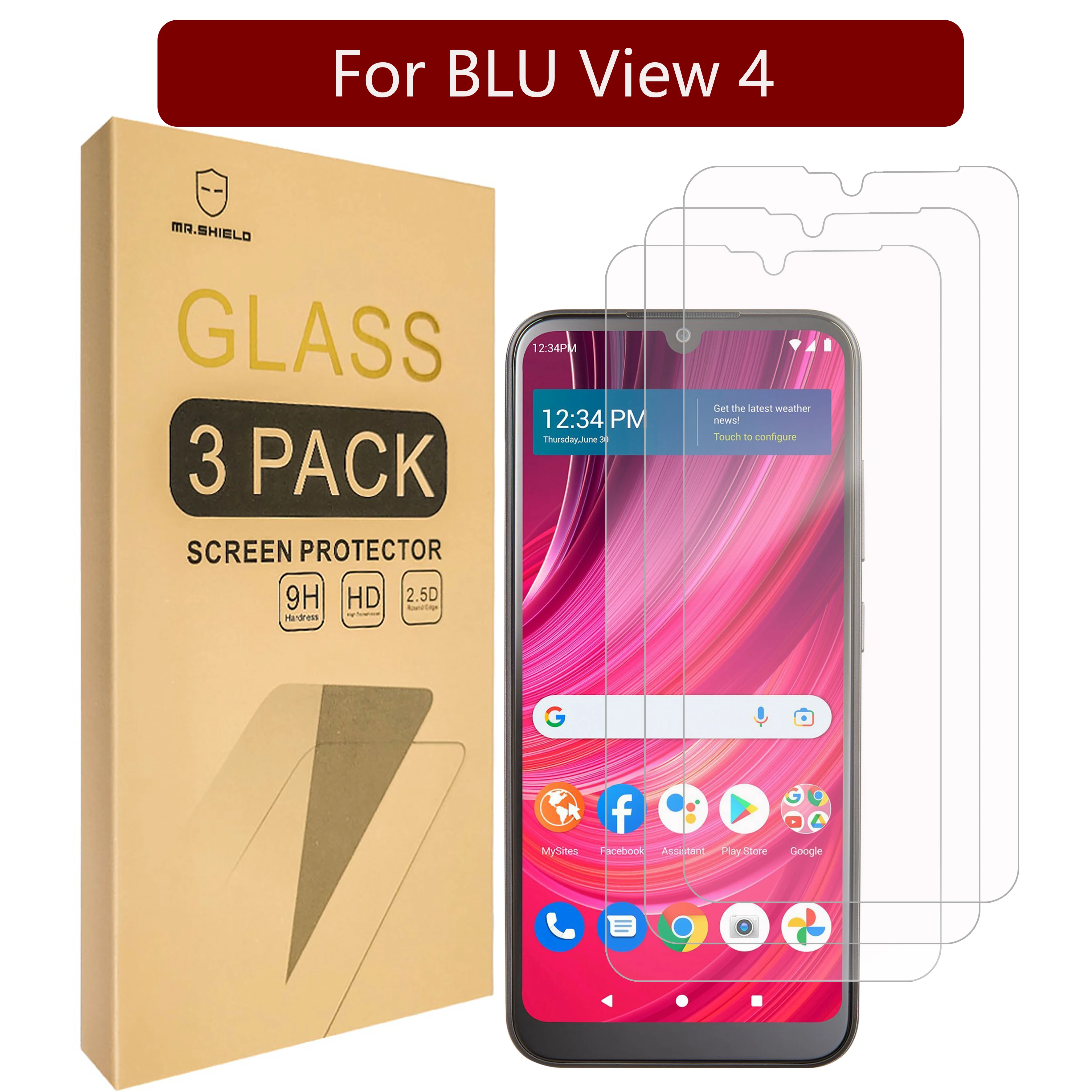 

Mr.Shield Screen Protector Compatible with BLU View 4 [Tempered Glass] [3-PACK] [Japan Glass with 9H Hardness]