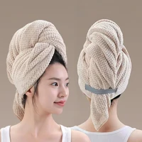 Women's Large Microfiber Hair Towel Dry Hair Towel with Elastic Band Quick Drying Towel Long Thick Curly Hair Super Soft Towel 1