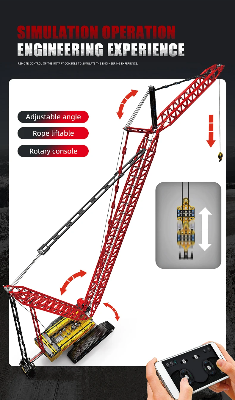 Mould King 17015 Technisches Auto-Spielzeug Der APP&RC-gesteuerte Motorisierte Raupenkran Liebherr LR13000 Baustein-Set Kinder-Weihnachtsgeschenk – Detail 2