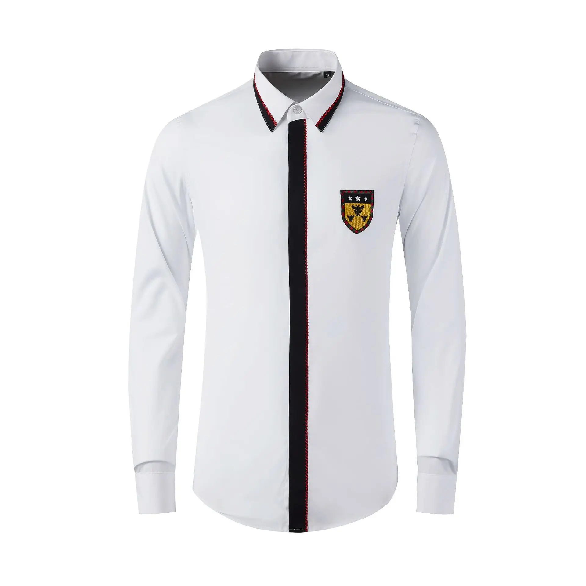 

High Quality Luxury Jewelry Embroidery Shirts Custom Sizes Long Sleeve White Slim Fit Men'S Shirt School Uniform Shirt