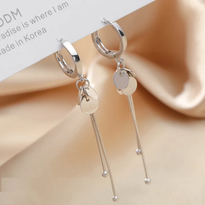 Korean Long Chain Earrings For Women Silver Colour Long