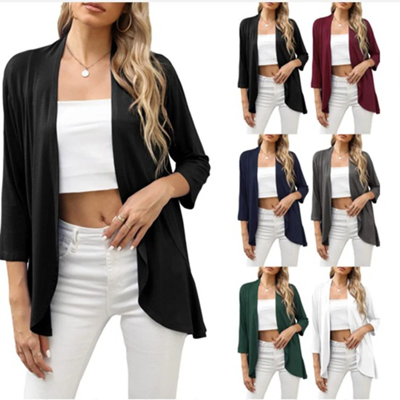 WeHello-여성용 반팔 쉬어 쉬폰 기모노 가디건, 솔리드 캐주얼 케이프, 비치 블라우스, 여름 비키니 커버 업