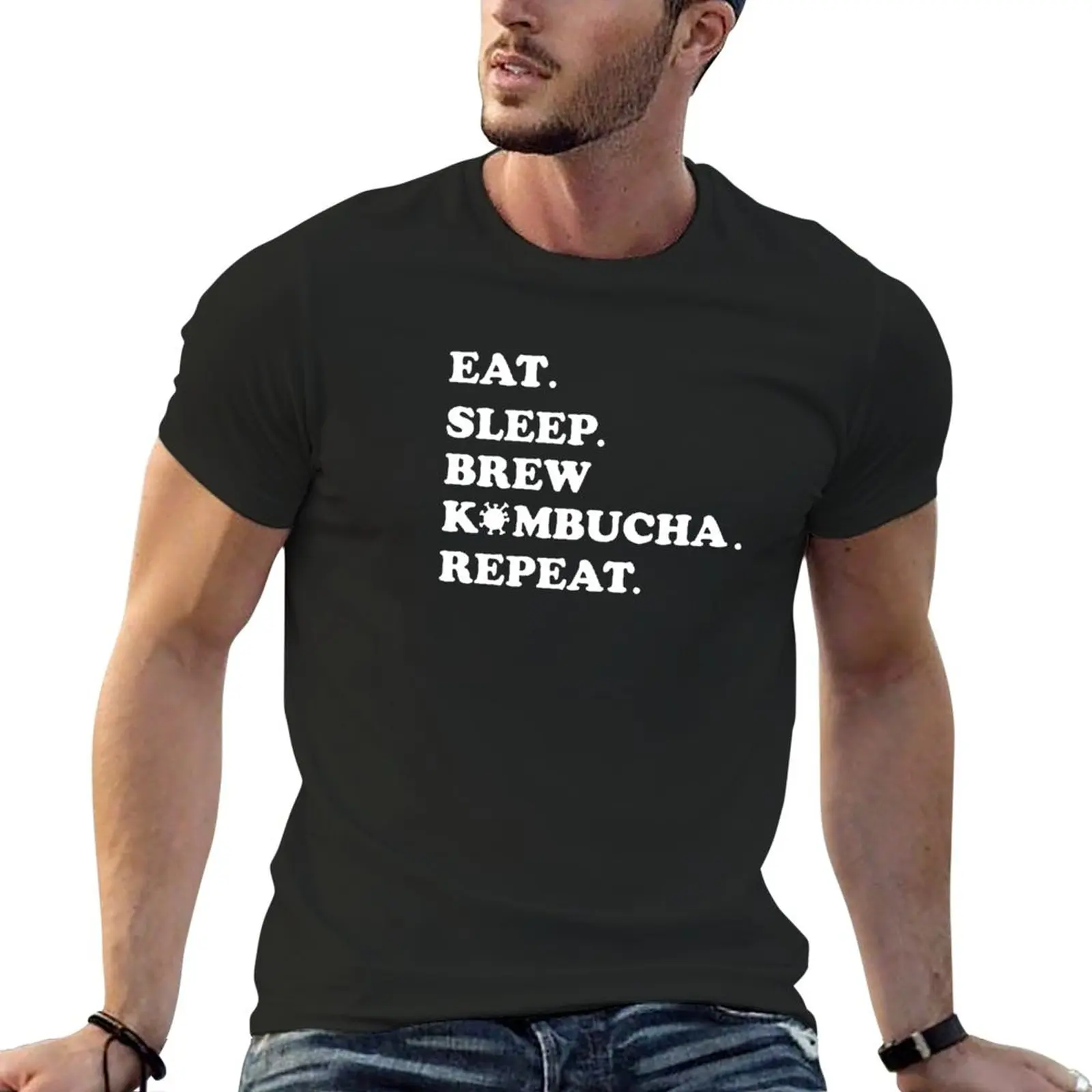 New Eat, Sleep, Brew Kombucha, Ripeti T-Shirt Grafica T Shirt Magliette Oversize Maglietta Grafica Abbigliamento Uomo