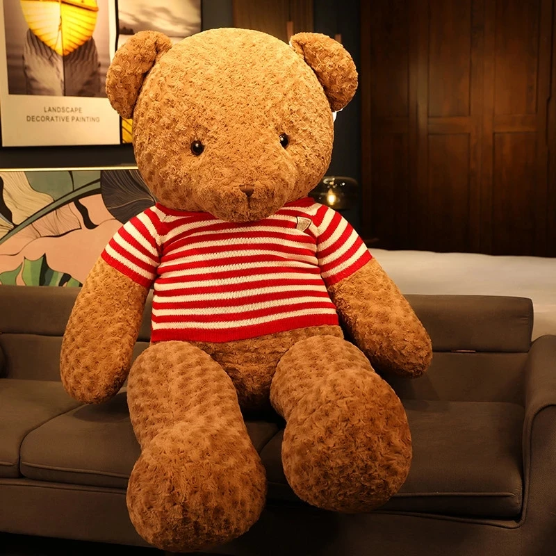 

1pc 60/80cm Giant Cute Teddy Bear Wearing Sweater Soft bear Plush Toy Stuffed Animals Peluche For Kids Birthday Xmas Nice Gift