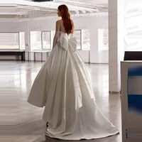 Graceful Simple Wedding Dresses Woman's A Line Sexy Strapless Sleeveless Bridal Gowns Bow Backless Customized Vestidos Gloveless 2