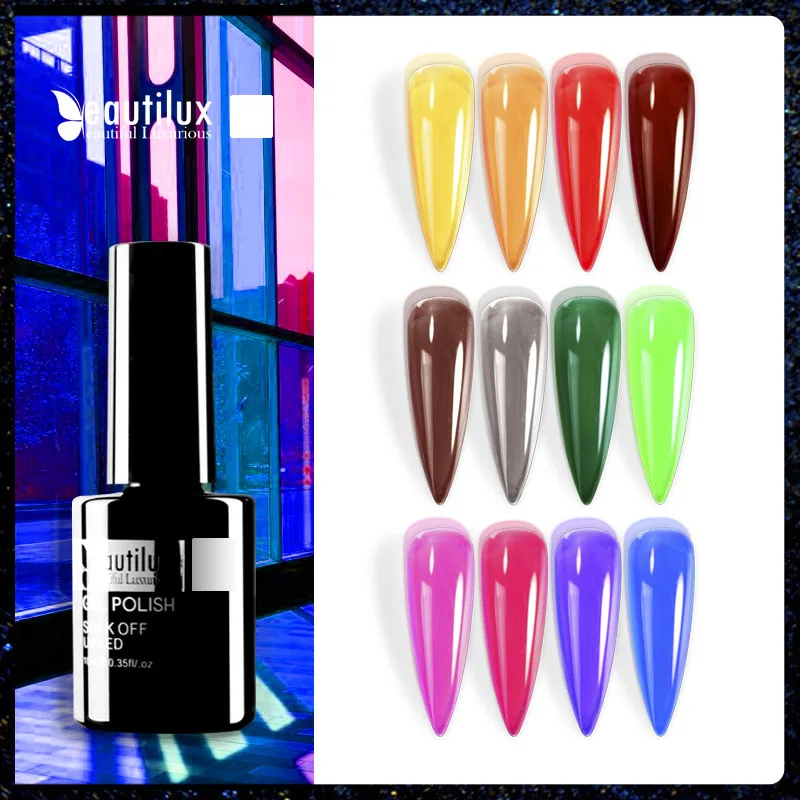 Beautilux Glaze Gel Nail Polish Semi Permanent Amber Color Nails Art Varnish UV LED Jelly Candy Stained Glass Gels Lacquer 10ml arte clavo fashion gel nail polish semi permanent sequins flakes shiny glossy uv led nails art design gels varnish lacquer 15ml