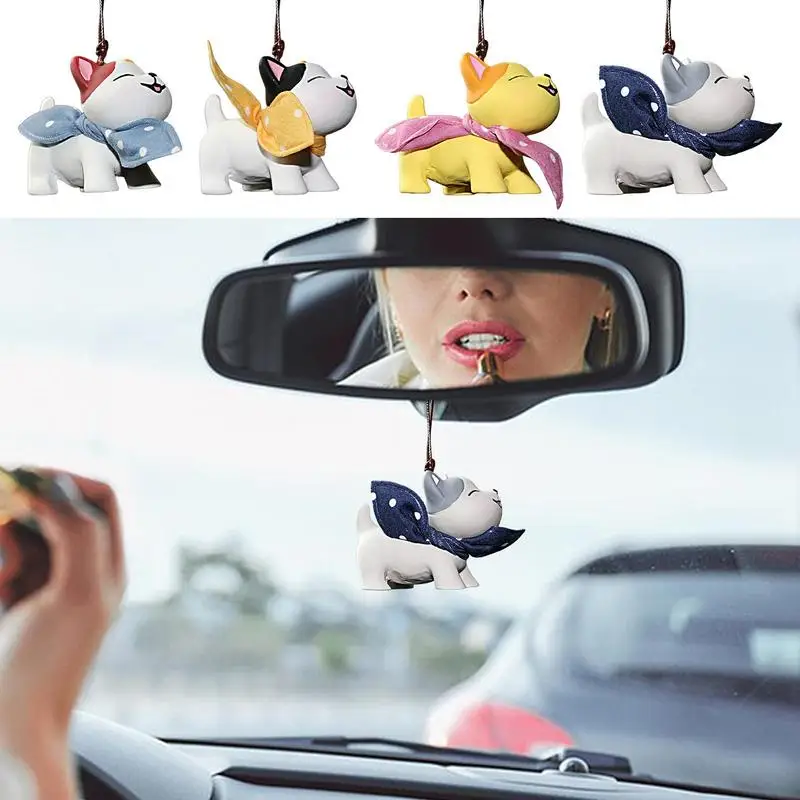 

Cat Car Rear Hangings For Rear View Mirror Interior Charm Ornaments For Cat Lovers Cute Kitten Dashboard Pendant Accessories