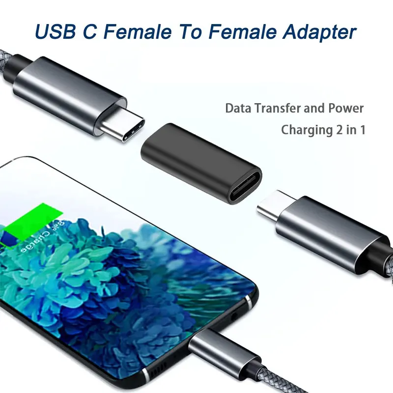 USB C Female to Female Adapter USB C 3.1 Coupler for Connecting Two Type C Cable, for Phone Tablet and Extension Connecto - 3