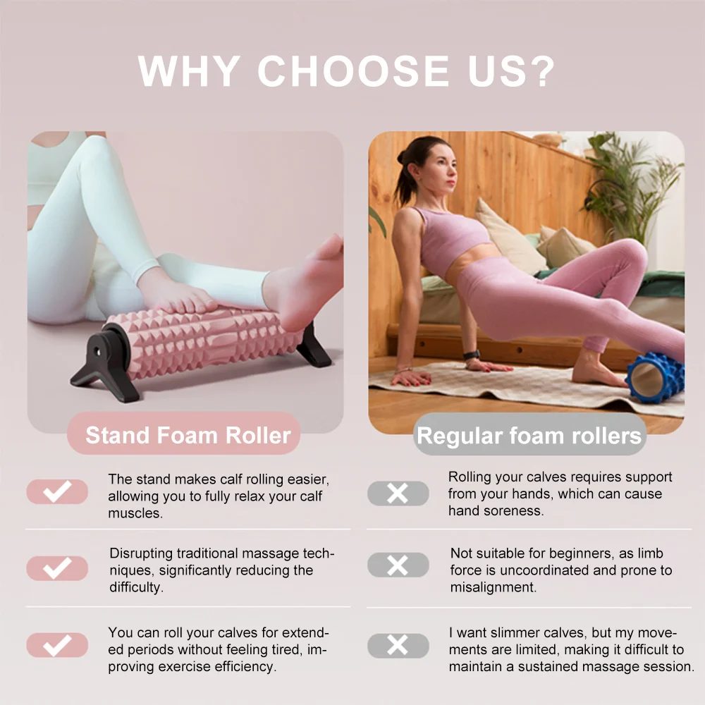 42X12Cm Foam Roller-for Deep Tissue Massage with Stand High Load Bearing Non-Slip Surface Muscle Relaxation Fitness Therapy ﻿