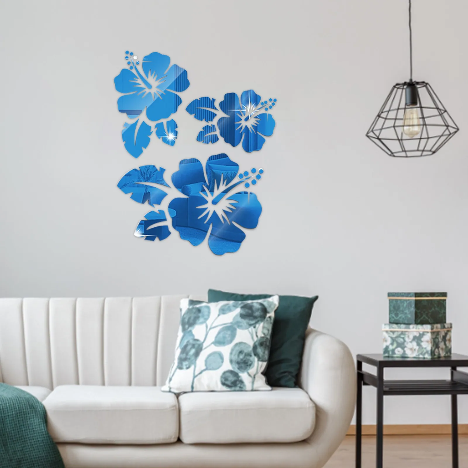 Rose Flower Leaves Mirror Stickers 3D Self Adhesive Flowers DIY Mirror Wall Sticker Home Decoration For Living Room Background