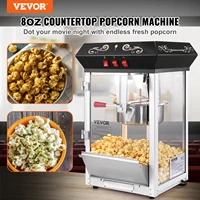 VEVOR Machine à Pop Corn 850 W, Appareil à Pop-corn de Comptoir Électrique, Bol de 227 g pour 48 Tasses par Lot, en Verre Trempé, avec 4 Cuillères, Style cinéma, Facile à Nettoyer, Fête Magasin, Noir 2