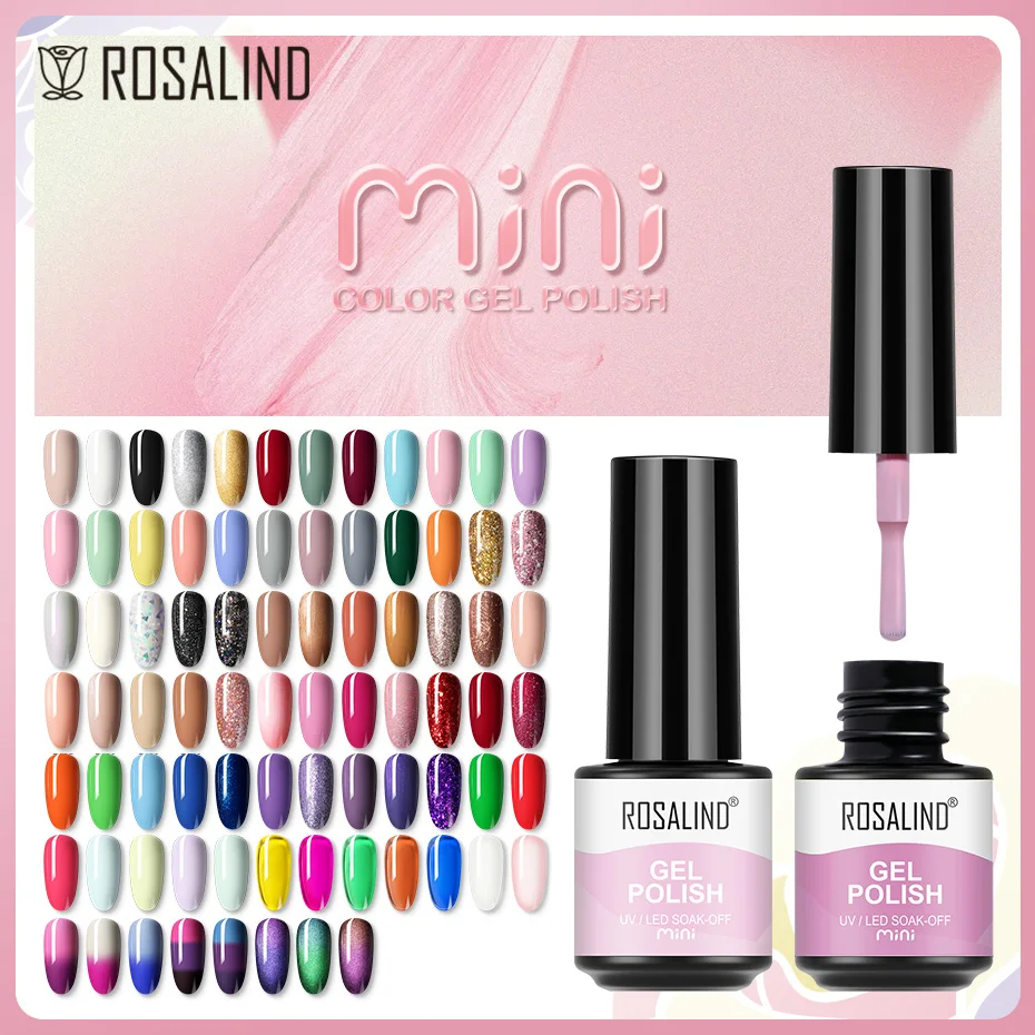 ROSALIND 80+ Colors Nail Gel Polish Bright Color Hybrid Varnish Semi Permanent Top Base Coat Glitter Gel Nail Polish Nail Art
