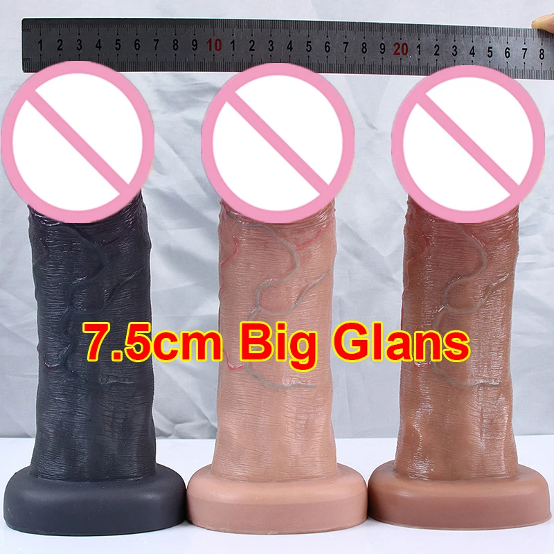 7.5cm Big Glans Penis Realistic Dildo Huge Anal Plug Suction Cup Adult Strapon Sex Toys For Woman Vagina Orgasm Masturbation