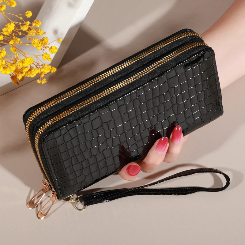 Chic Vintage Double Layer Clutch Wallet Retro Zipper Coin Purse
