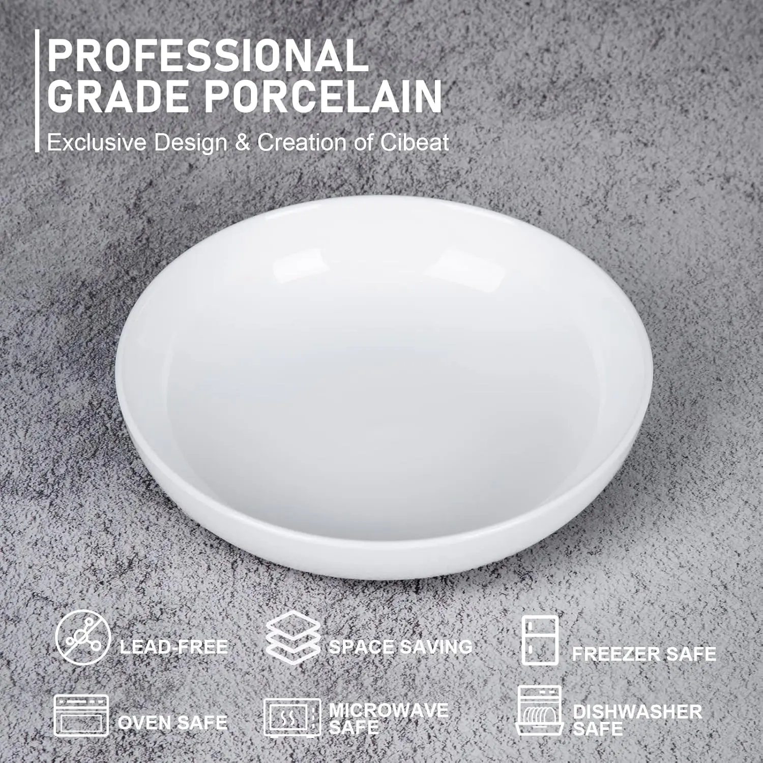 6-Pack 22oz Porcelain Pasta & Salad Bowls – Dishwasher Safe 2