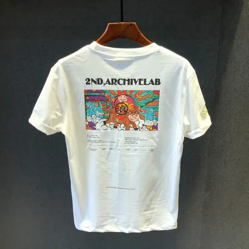 

Man Tee Shirts Anime Clothing Katoen Top Watercolor Streetwear Green T Shirt for Men Quick-drying Kpop Wholesale Summer Basic Xl