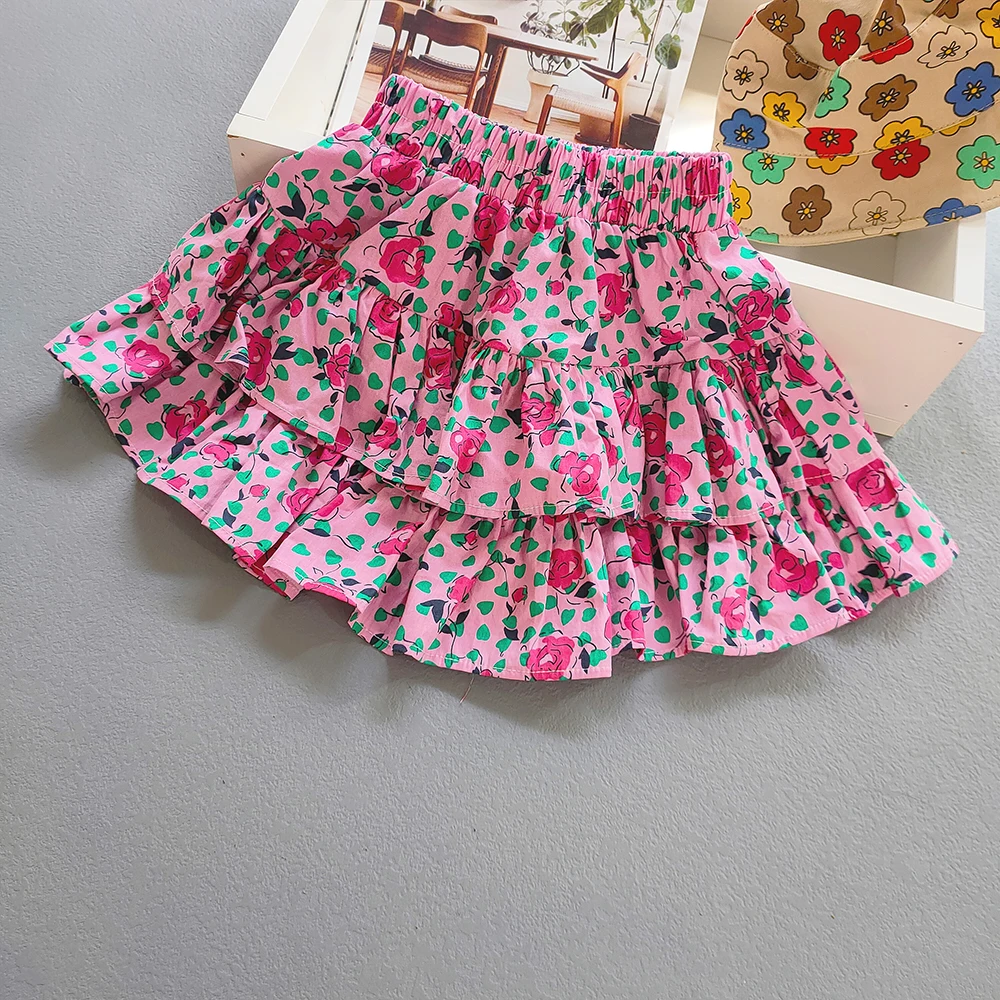 Baby Girls Ruffled Cake Skirts For Summer Cute Babys Princess Skirt Children tutu Ball Gown Skirt Girl Cotton Printing Skirts