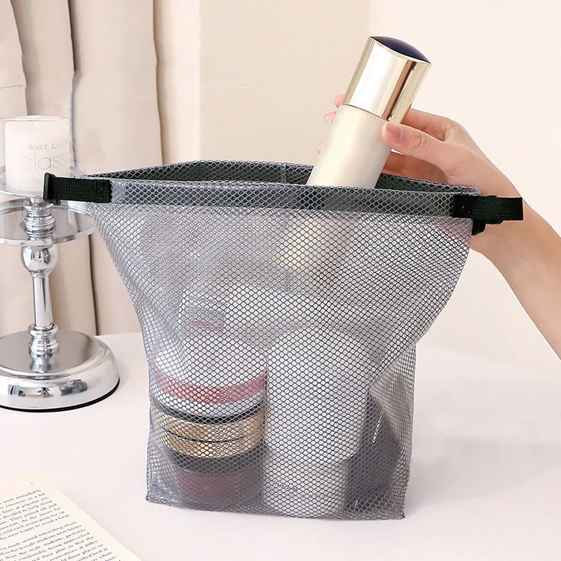Waterproof Cosmetic Storage Bag Large Capacity Fitness Clothing Swimming Handbag Portable Shopping Travel Buckle Type Mesh Bags
