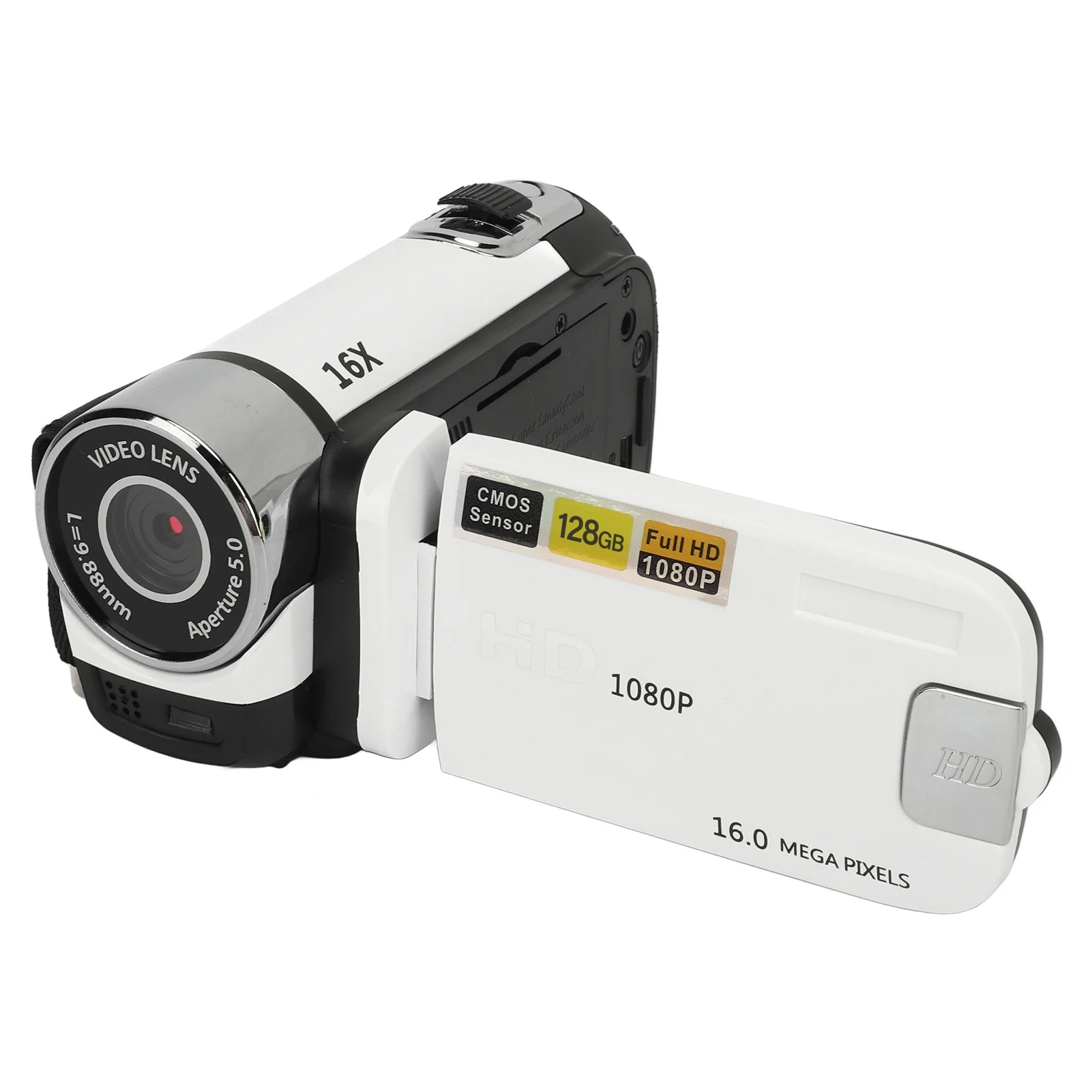 D90 1080P 16MP 디지털 카메라 2.4인치 회전식 스크린 캠코더 16배 줌 HD 비디오 레코더 (보조광 포함)