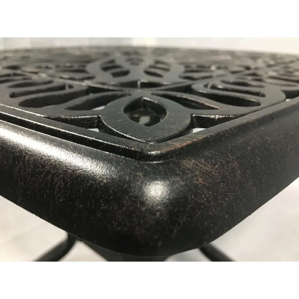 Cast Aluminum Patio Furniture End Table, Mid-Century Modern Table with Round Corners for Living Room, Cafe and Home Office 3