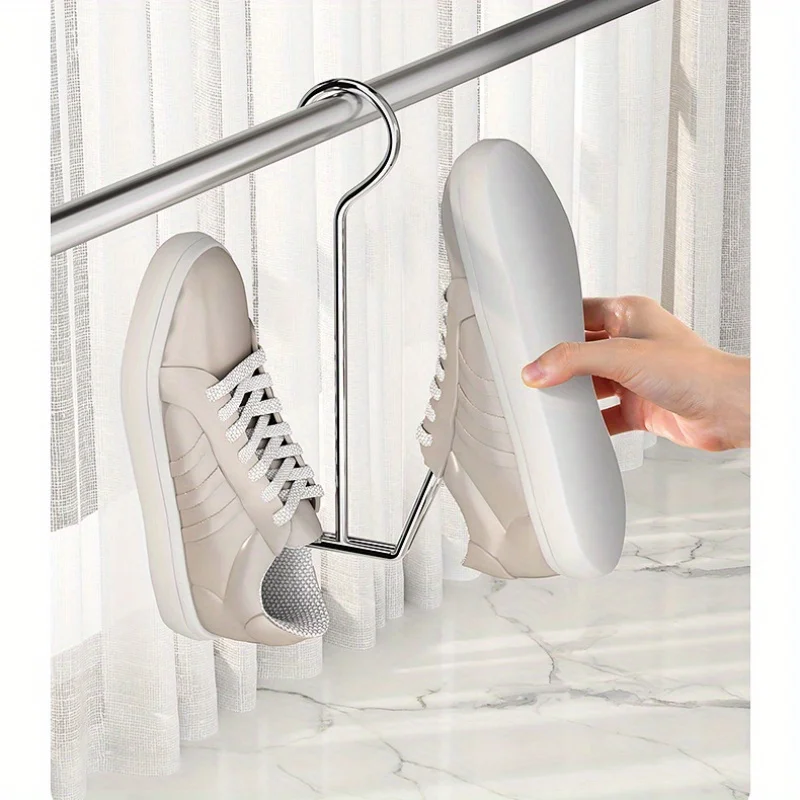 3pcs Stainless Steel U-Shaped Shoe Drying Rack – Windproof, Quick-Dry, Space-Saving Wall-Mounted Hooks for Outdoor & Indoor Use