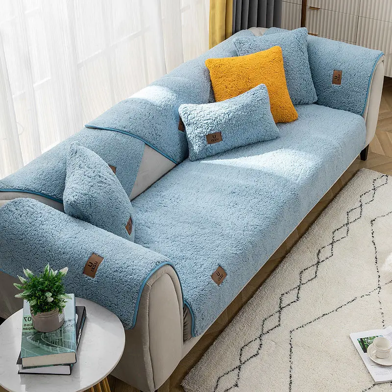Wool Velvet Sofa Cushion Thickened Warmth Non-Slip Sofa Cover Four Seasons Universal Living Room Sofa All-Inclusive Towel 3