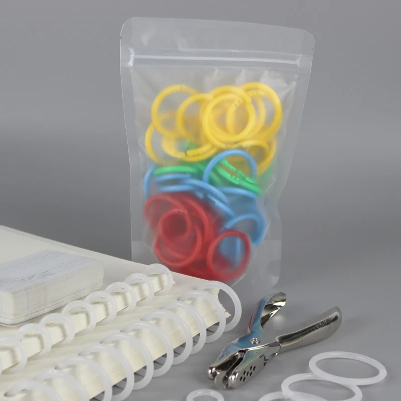 50 Pcs 15/20/28/40mm Plastic Ring Binder DIY Albums Circle Loose-leaf Book Hoops Opening Office Binding Supplies Photo Album