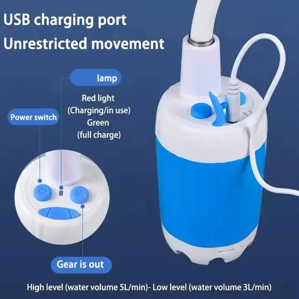 Portable Electric Camping Shower Water Pump Adjustable Shower Set Hiking Backpacking Beach Traveling
