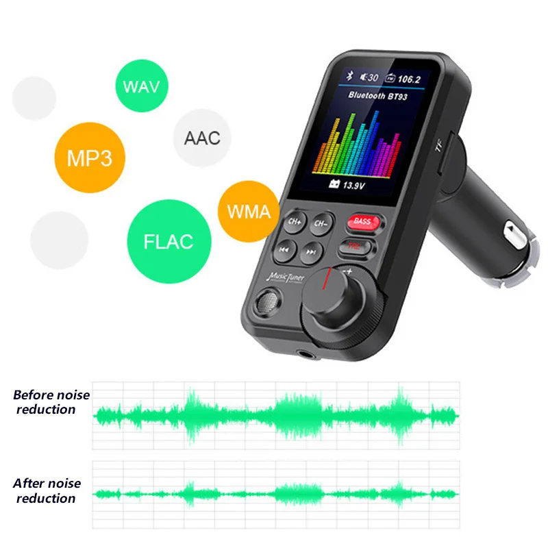 1pc Bluetooth Auto Wireless FM Sender Radio Adapter Aux QC 3,0 Aufladen  Höhen Bass Sound Musik Player 1.8 Auto Elektronik - AliExpress