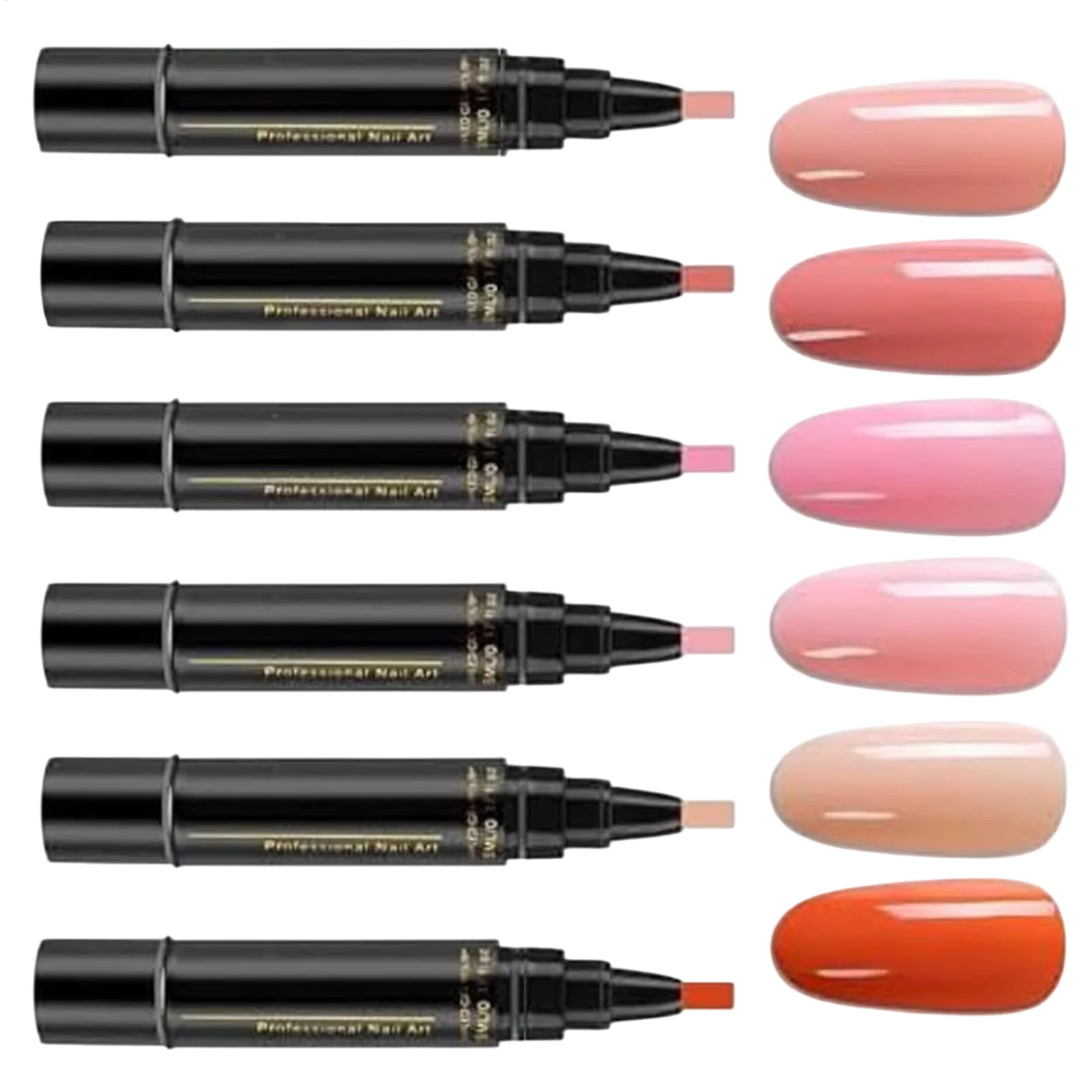 6PCS 멀티 컬러 3in1 젤 네일 펜 5ml 빠른 건조 비 UV DIY 네일 아트 디자인 내구성있는 색상 매니큐어 페인팅 브러쉬 도구 세트