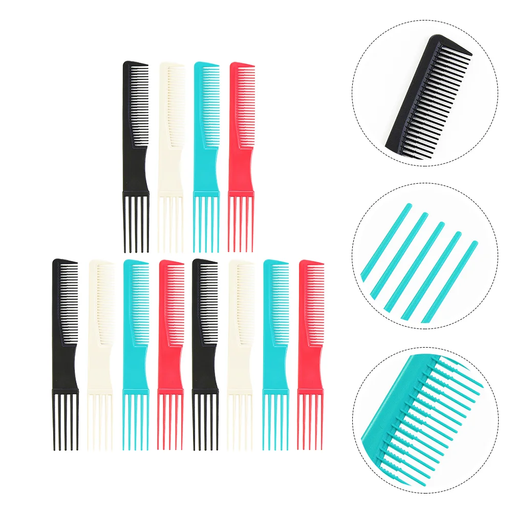 Hair Styling Comb Lift Teasing Comb Hair Pick 12Pcs Professional Styling Comb Platic Lifting Combs Detangler Comb Hair