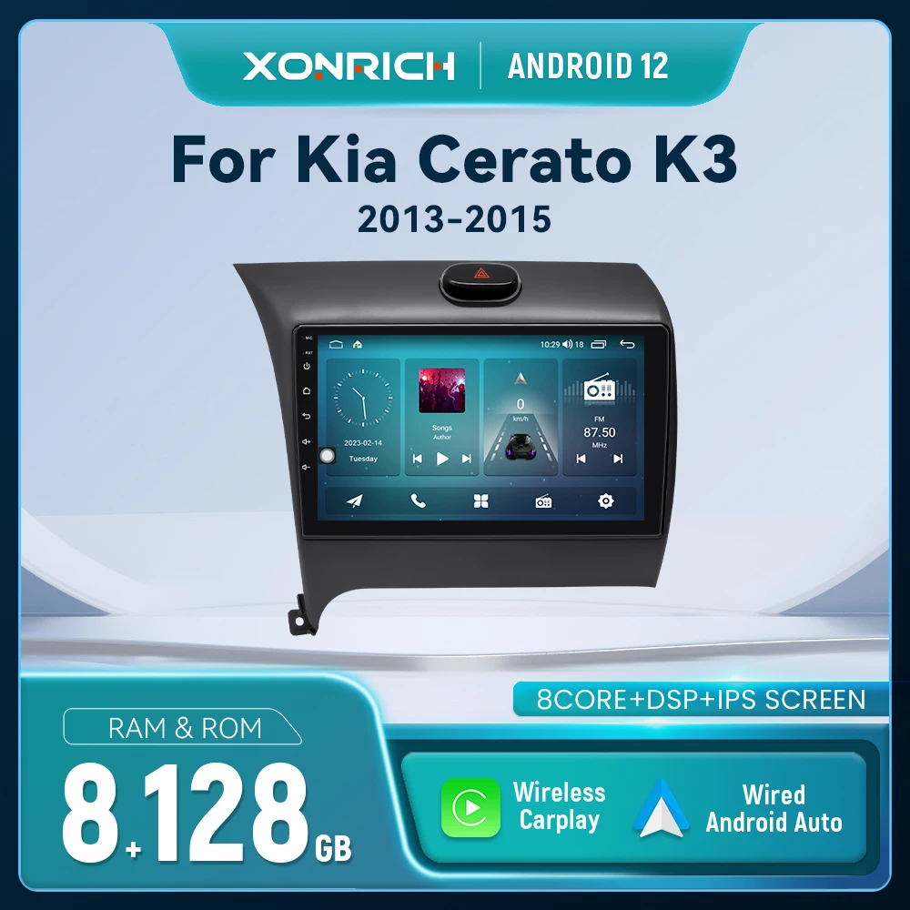 Ai Voice Auto Wifi 8Gb 128Gb Android 12 Autoradio Multimidia Per Kia Cerato K3 Forte 2013-2015 Ips Gps Dsp Wireless Carplay Rds