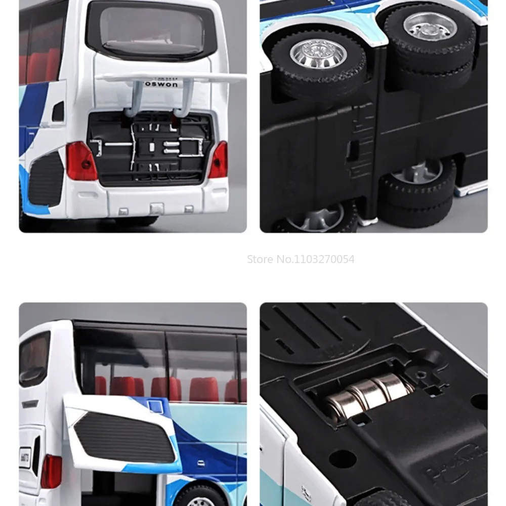 1/32 Alloy Single-layer Bus Car Model Toys Diecast Simulation Metal Business Bus Vehicle Sound Light Pull Back Children Gift Toy 6