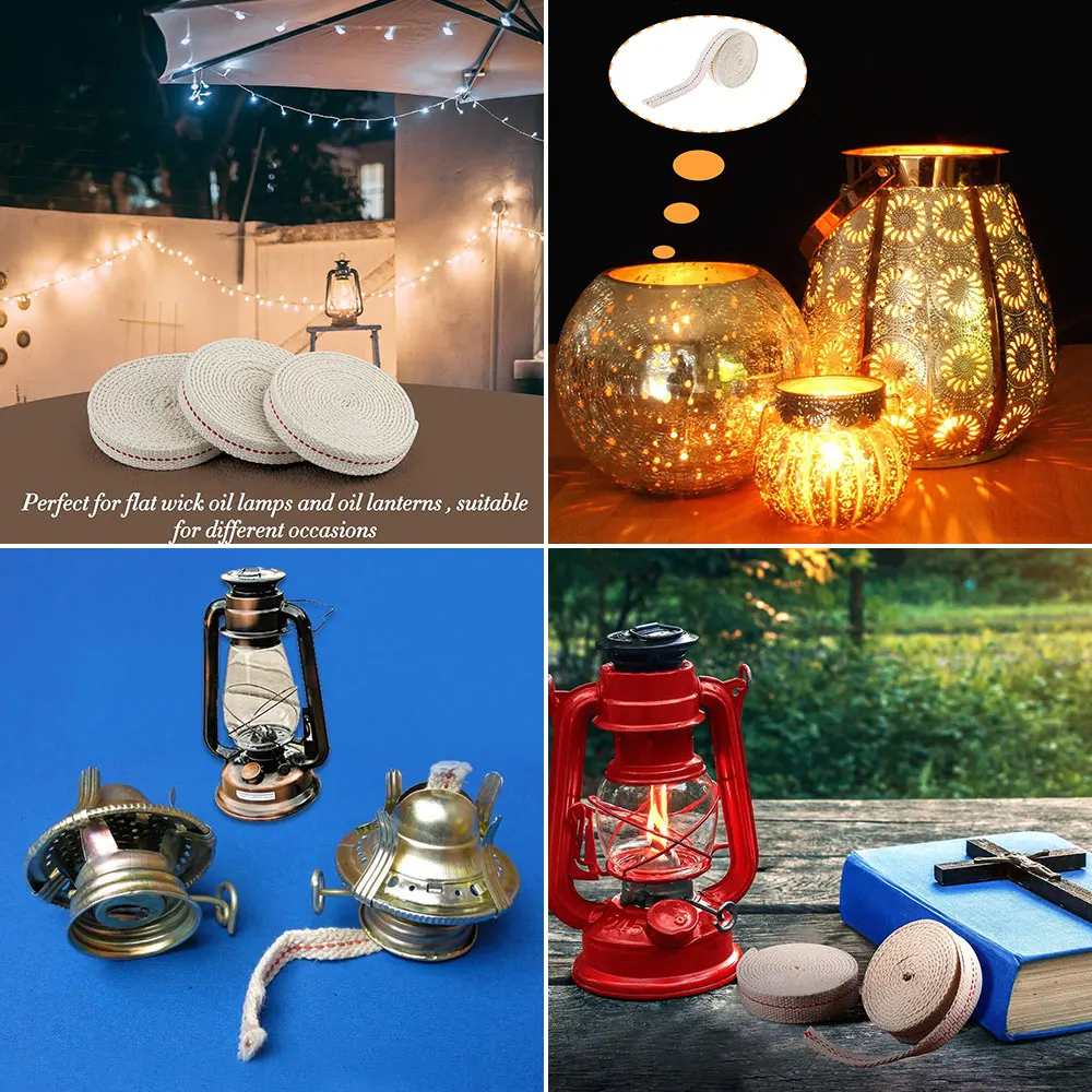 1.1cm/1.3cm/1.5cm/2cm Width 1Meter Long White Flat Cotton Paraffin Lamp Wick with Stitch Braided For Oil Lamps Candle Burner