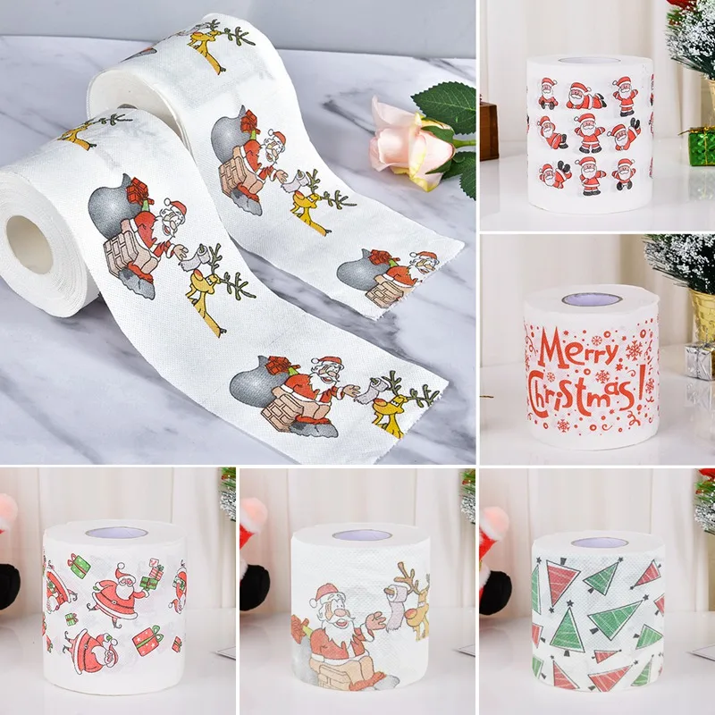 Christmas Toilet Paper Merry Christmas Decoration for Home 2024 Navidad Santa Xmas Decor Tissue Natal Noel Happy New Year 2025