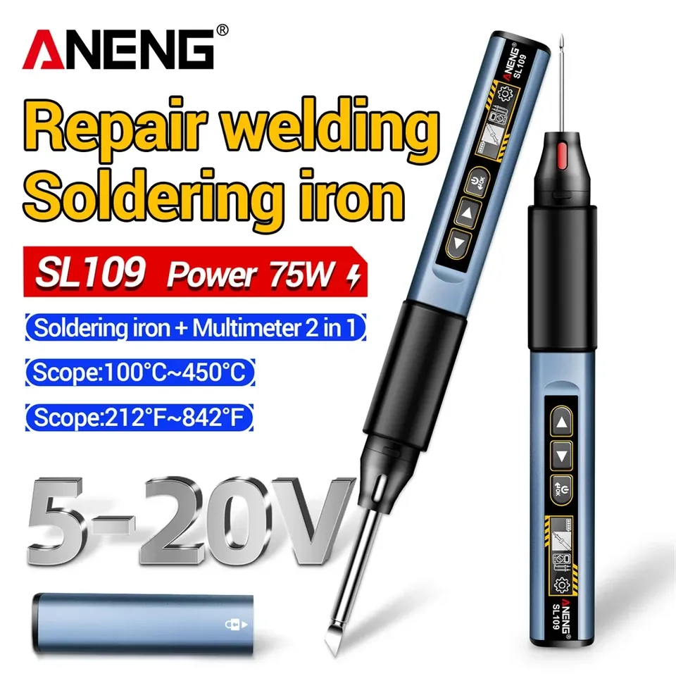 ANENG SL109 Smart Soldering Irons Kit T65 75W AC Voltage Ohm Adjustable Temperature Welding Solder Pencil Tip Test Tools