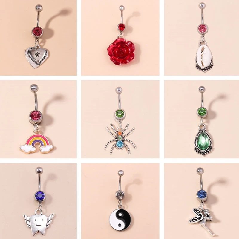 Sexy Kristalls chale Regenbogen Bauchnabel Ringe Piercing Bauch Nabel Ring für Frauen Sommer Körpers chmuck Zubehör