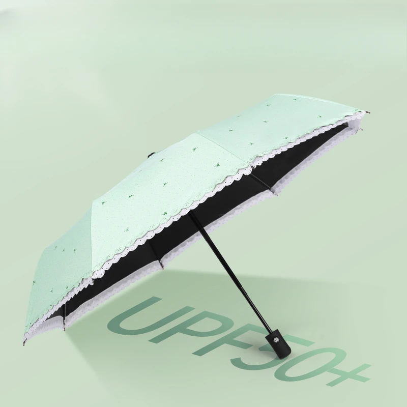 Elegant Mini Folding Lace Umbrella with Double-layer Black Glue Sun Umbrella for Sun Protection and UV Protection