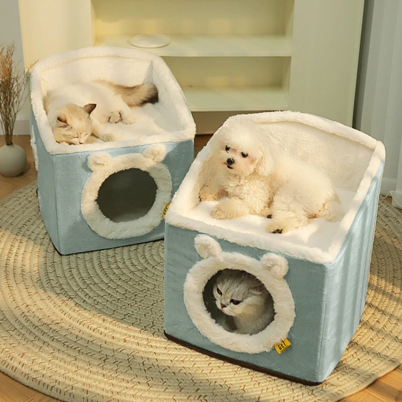 

Cat Nest Winter Warm Cute Cat House Four Seasons Universal Double Layer Cat Bed Sleeping Closed Winter Cat Room Pet Supplies
