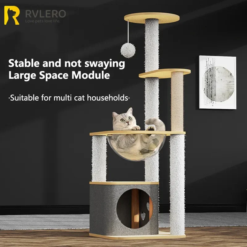 New Cat Climbing Frame Luxury Space Capsule Large Cat Villa Four Seasons Cat Toys Universal Play Sleep All-in-one Pet Supplies