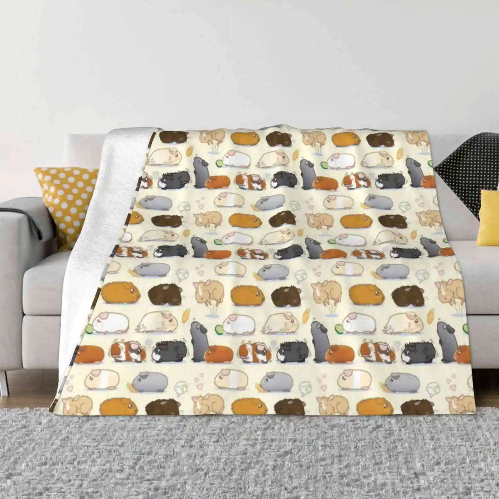 

Guinea Pig Parade Super Warm Soft Blankets Throw On Sofa/Bed/Travel Guinea Pig Piggies Piggy Cavy Cavies Carrot Eating Jumping