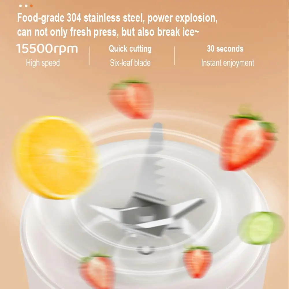 New Portable Blender 500ml Rechargeable Electric Orange Juicer Machine Personal Fresh Juice Blender Smoothie Cup Fruit Mixer 4