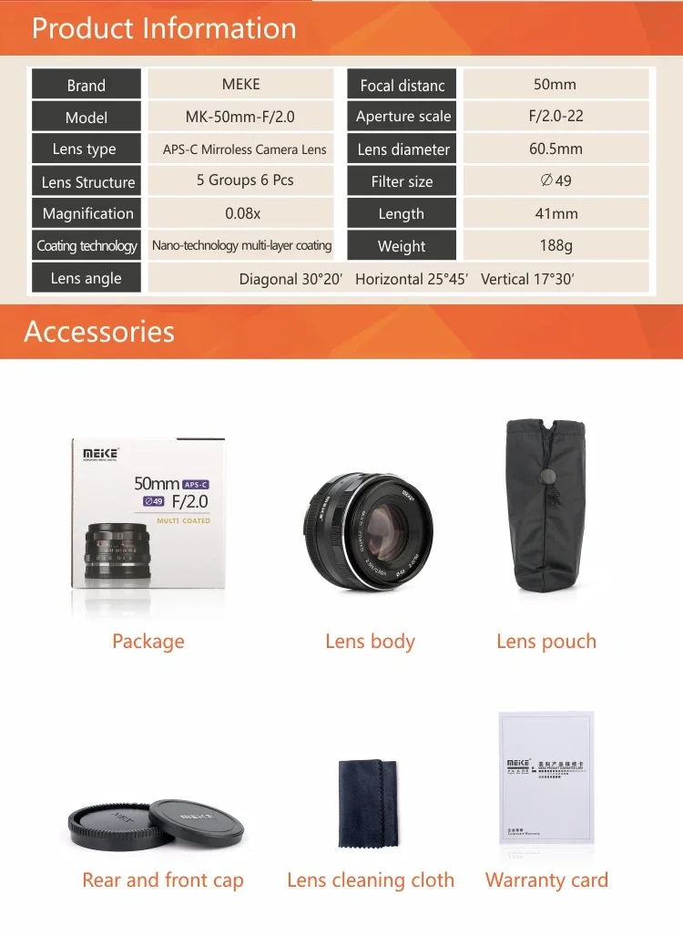 MEIKE 50mm F2.0 니콘 미러리스 카메라용 캐논용 대형 조리개 표준 초점 렌즈 M43 마운트용 수동 렌즈 APS-C