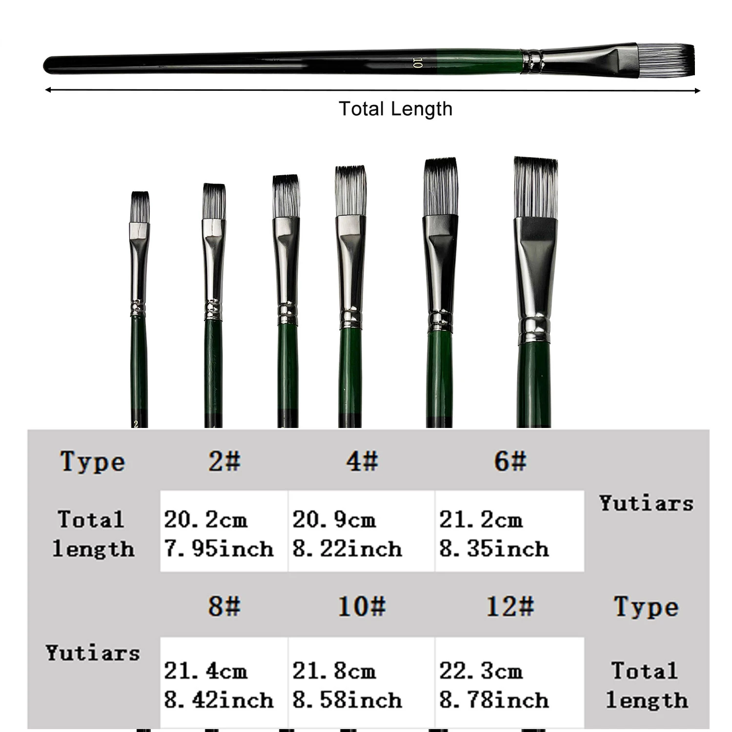 6PCS 플랫 아트 페인트 브러쉬 세트, 아크릴, 오일 및 수채화 그림용 전문가용 안티-쉐딩 나일론 헤어 아티스트 브러쉬