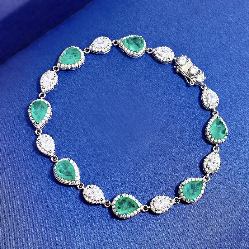 

Trendy Water Drop Diamond Bangle Bracelet 100% Real 925 Sterling silver Wedding Bracelets For Women Men Engagement Jewelry