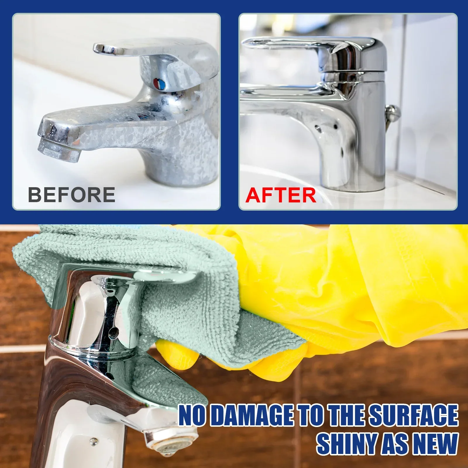 Bathroom Foam Cleaner Spray Powerful Bathroom Descaler Quickly Remove Multi-Purpose Cleaner for Glass Wash Basin Stainless Steel