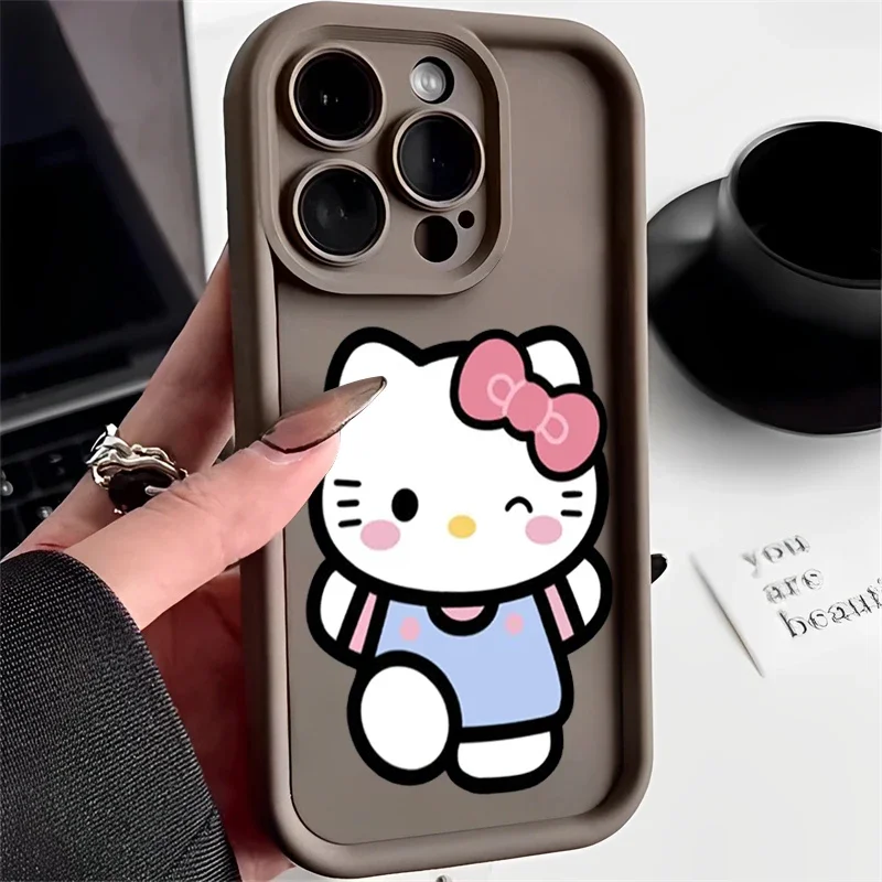 thumbnail image 1 of Sanrio-funda de teléfono de Hello Kitty para Iphone, carcasa anticaída de silicona para Iphone 14, 13, 11, 12, 15 Pro Max, XR, XS, 7, 8, 15 Plus, SE2, Y2k, regalo para niña, 1 of 5